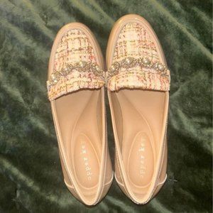 Copper Key Jewel Tinsel Tweed Loafers